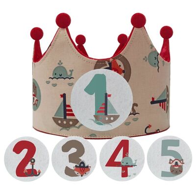Interchangeable crown of numbers 1 to 5 years "Marinera"