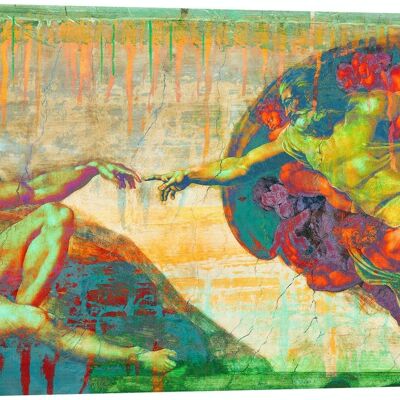 Modern pop painting on canvas: Eric Chestier, Creation of Adam 2.0