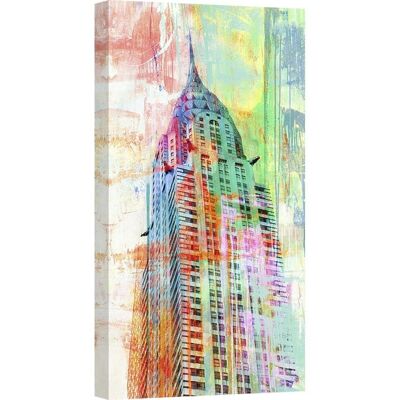Pintura pop moderna sobre lienzo: Eric Chestier, Chrysler Skyscraper 2.0