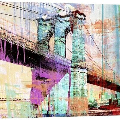 Modern pop painting on canvas: Eric Chestier, Brooklyn Bridge 2.0