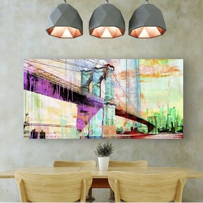 Peinture pop moderne sur toile : Eric Chestier, Brooklyn Bridge 2.0