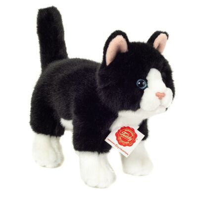 Gato de pie negro/blanco 20 cm - peluche - peluche