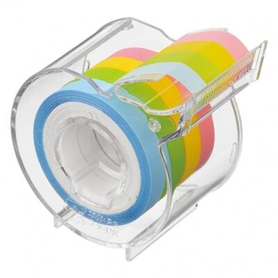 Yamato Sticky Roll Film Tape - 4 Rollen mit Spender - Blau-Grün-Gelb-Pink