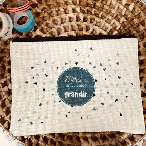 Trousse merci de m'avoir aidé à grandir bleu/vert