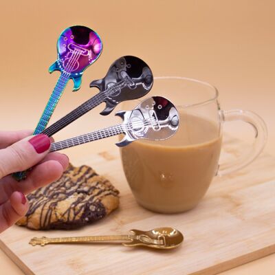 Cucchiaini a forma di chitarra Coffee & Rock