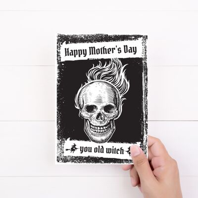 Muttertagskarte | Du alte Hexe| Alles Gute zum Muttertag | Lustige Karte | Gothic-Mama