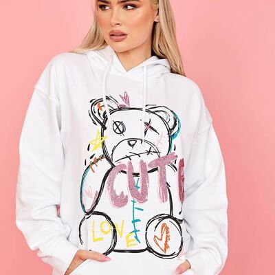 Cute Teddy Graphic Print Hoodie