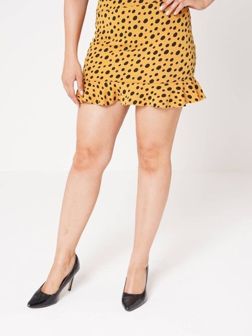 Dalmatian Print Frill Hem Mini Skirt