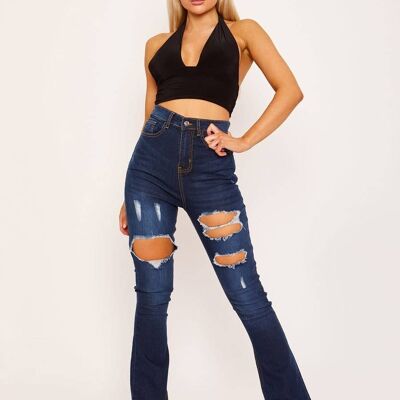 Distressed Frayed Flare Jeans