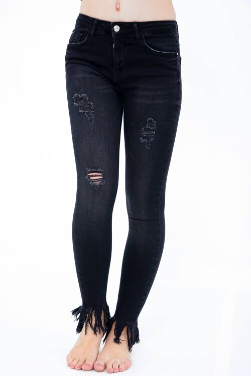 Distressed Tasselled Denim Jeans