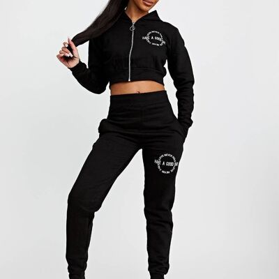 Bestickter Have A Good Day Zip Hoodie & Jogger Co Ord