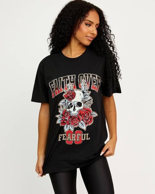 Faith Over Skull Graphic Printed T Shirt