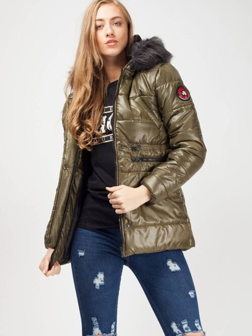 Faux Fur Hood Padded Jacket