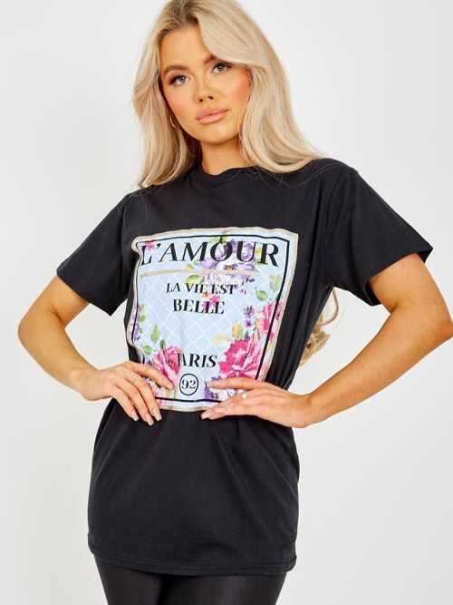 Floral L'Amour Graphic Printed T Shirt