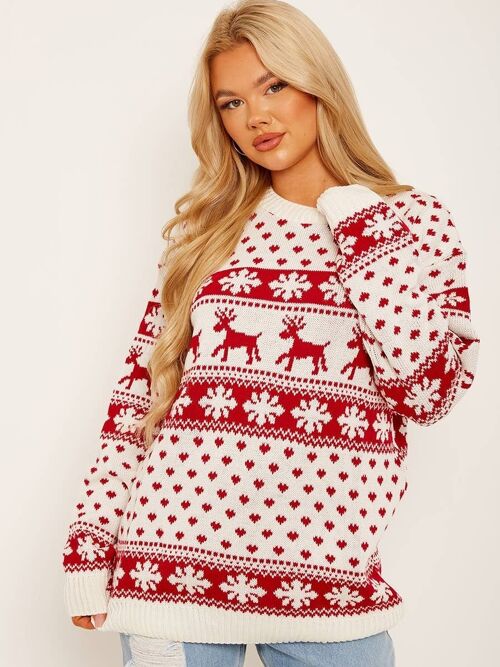 Snow Flake Reindeer Christmas Jumper