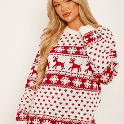 Maglione natalizio con renne fiocco di neve