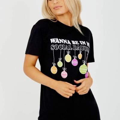 Social Flitter bedrucktes Weihnachts-T-Shirt