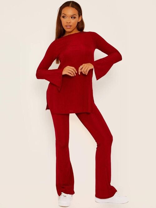 Spilt Side Ribbed Top and Trouser co ord