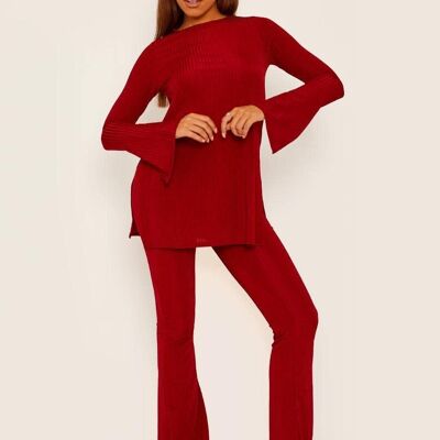 Spilt Side Ribbed Top and Trouser co ord