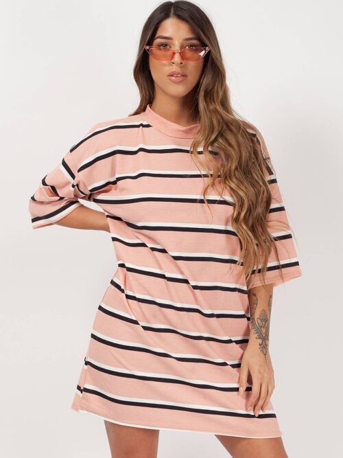 Striped Oversized Boyfriend Tunic T Shirt