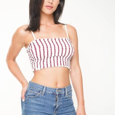 Striped Smocked Crop Top