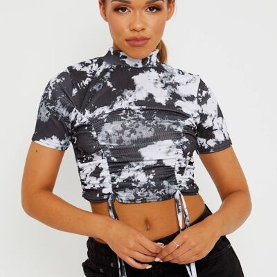 Tie Dye Ribbed Ruched Crop Top