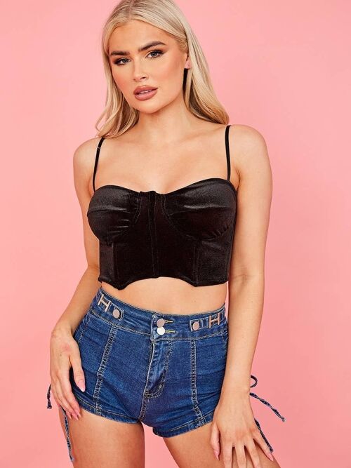 Velour Padded Bust Cami Crop Top