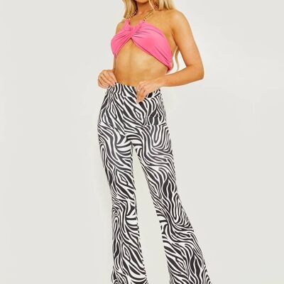 Zebra Print Flared Trouser