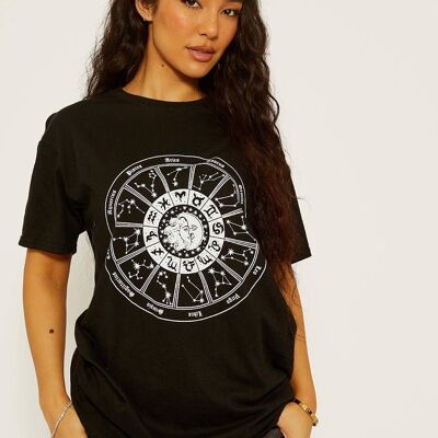 Zodiac Circle Graphic Printed T Shirt