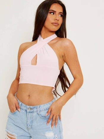 Crop top moulant dos nu avec nœud à nouer 1