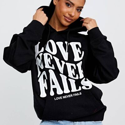 Love Never Fails Graphic Print Hoodie