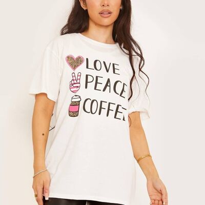 Love Peace Coffee Graphic Printed T Shirt