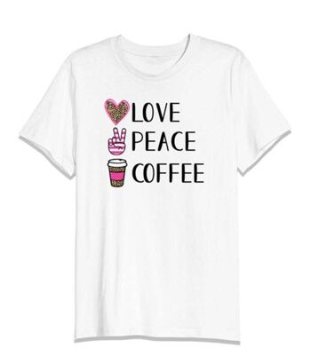 T-shirt imprimé graphique café Love Peace 2