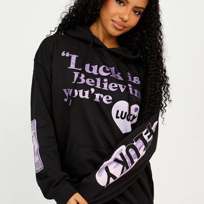 Luck Is Believing Graphic Print Hoodie