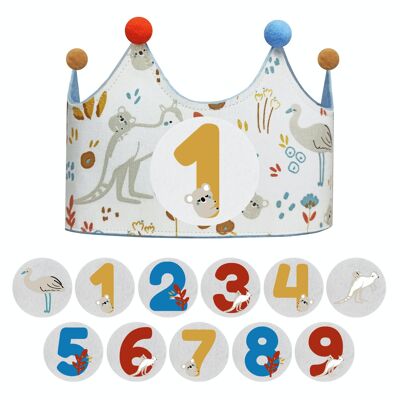 Interchangeable number crown 1 to 9 years “Animals”