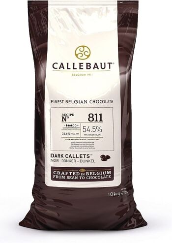 BARRY CALLEBAUT - FINEST BELGIUM CHOCOLATE - RECETTE 811 - CHOCOLAT NOIR - 54,5% CACAO - 10KG - PISTOLES 1