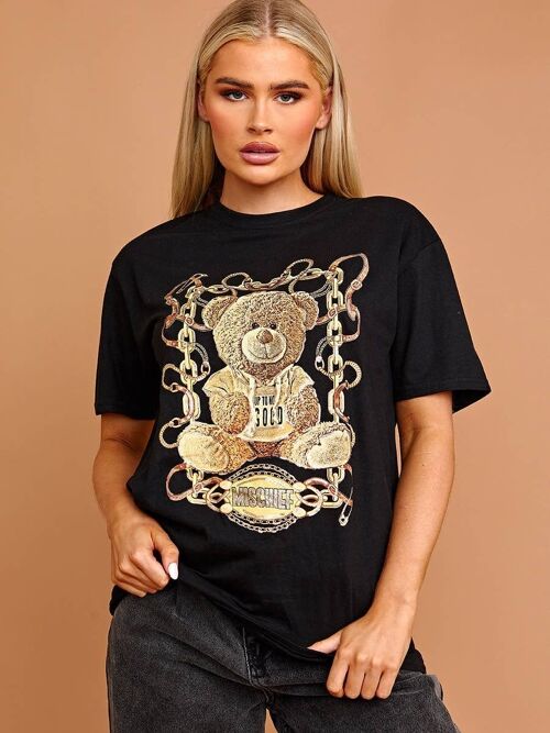 Mischief Teddy Graphic Printed T Shirt