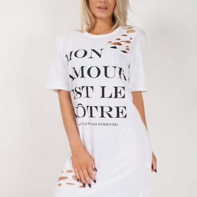 Mon Amour Lasergeschnittenes T-Shirt-Kleid