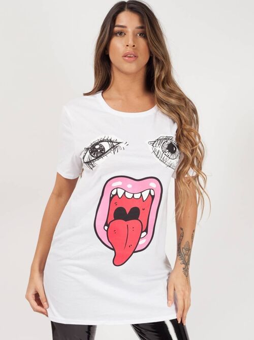 Monster Face Printed T Shirt
