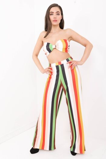 Ensemble brassière et pantalon à rayures multicolores 1