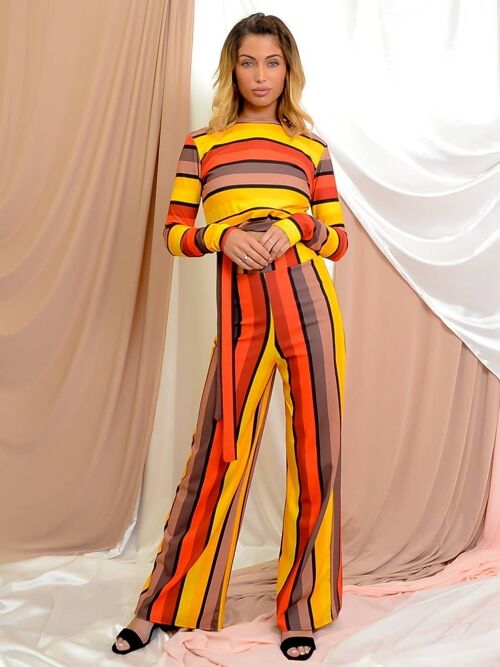 Multi Striped Crop Top & Trouser co ord