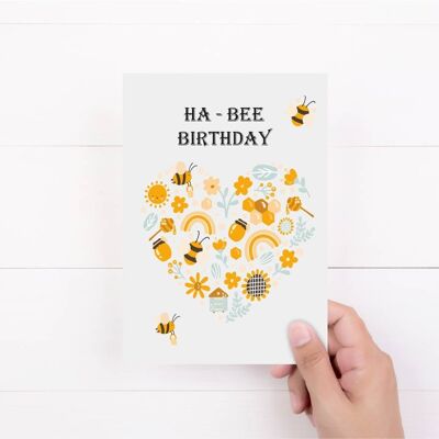 Biglietto di compleanno Ha Bee | Biglietto di compleanno | Carta per lui | Carta per lei