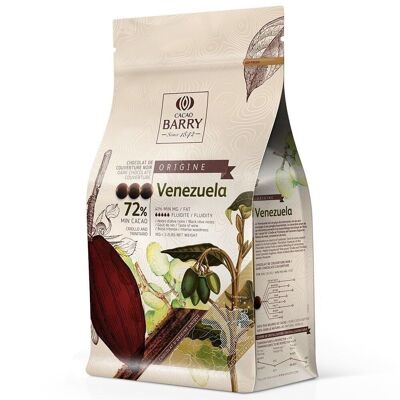 CACAO BARRY - 72% Min Cacao -Chocolat de couverture , origine Venezuela - Pistoles - 1 kg