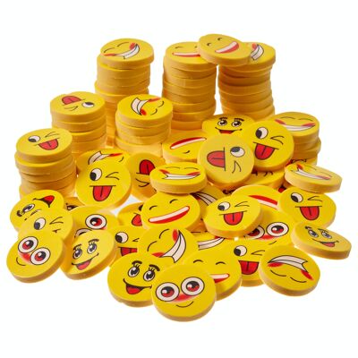 100 Novelty Funny Face Rubber Erasers for Kids & School