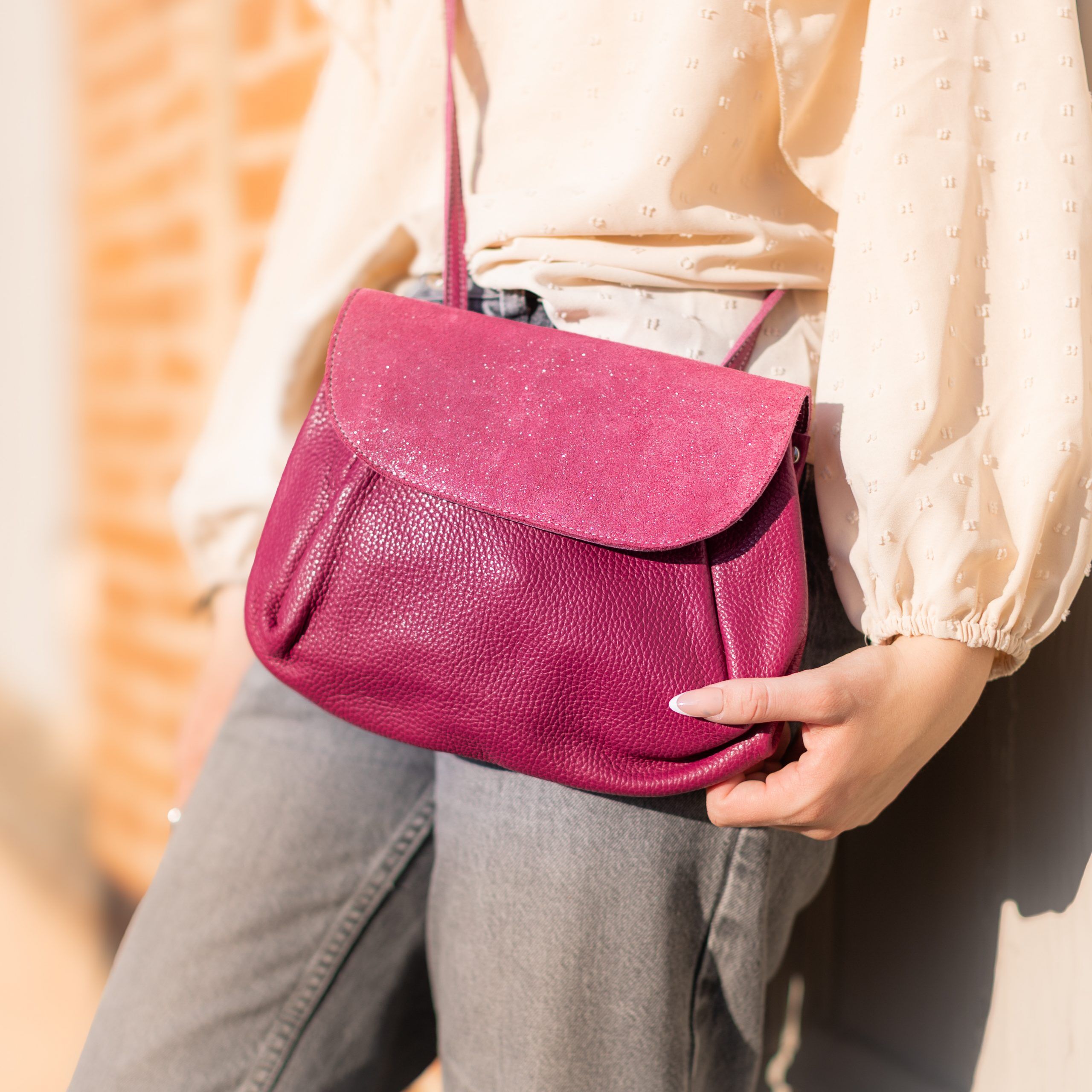 Sac Accordéon en cuir Pailleté