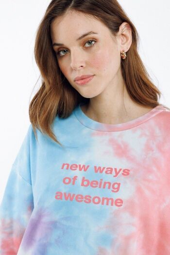 SAVI-Sweat motif TIE&DYE "New ways of being awesome" MAUVE 2