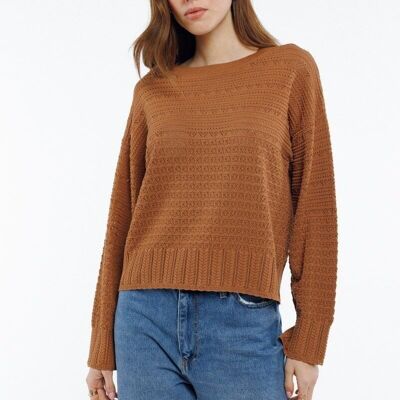 PAKI-Knit round neck sweater CAMEL