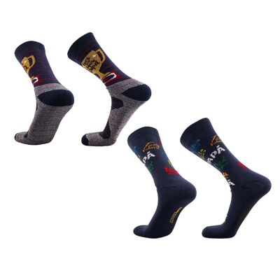 Father | 2-pack men's socks cotton blue red reinforced men's socks breathable business socks classic, 2 pairs - navy blue