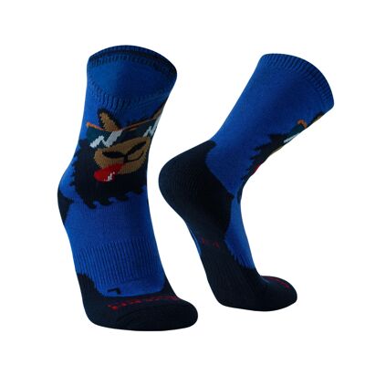 Alpaloca | 2 paires de chaussettes de randonnée ALPAKA MERINO, rembourrées, anti-ampoules, chaussettes de trekking pour la randonnée - chaussettes d'extérieur chaussettes de sport de trekking pour hommes, femmes - bleu