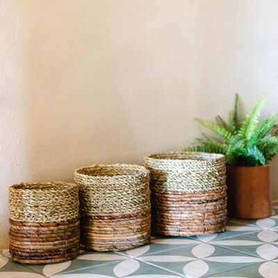 basket | plant basket | Decorative basket BHINNEKA two-tone made of seagrass (3 sizes)